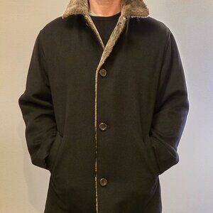 Men's Black Cashmere Jacket with Grey Shearling Lining